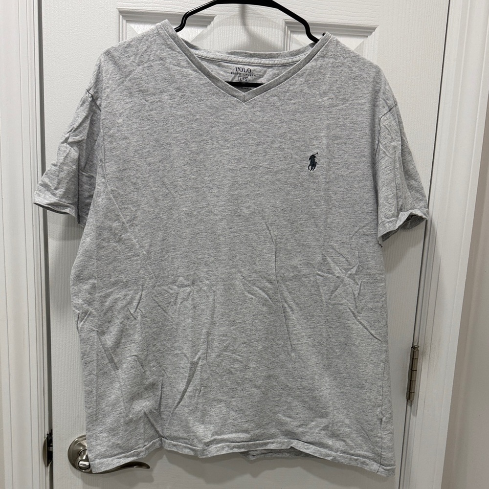 Polo by Ralph Lauren Light Gray V-Neck Tee